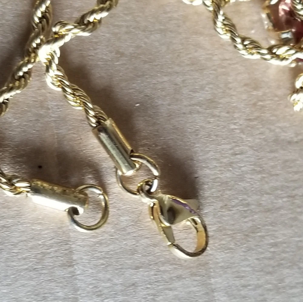 Easter Sale Vintage custom made 14k andesine sunstone  charm chain - Picture 14 of 16